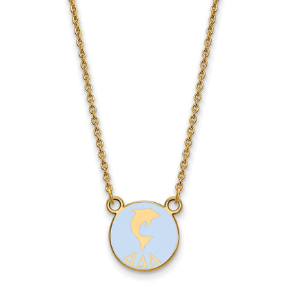 Gold Plated Sterling Silver Logoart Delta Sorority Symbol Small Color Enamel Pendant 18 Inch Necklace