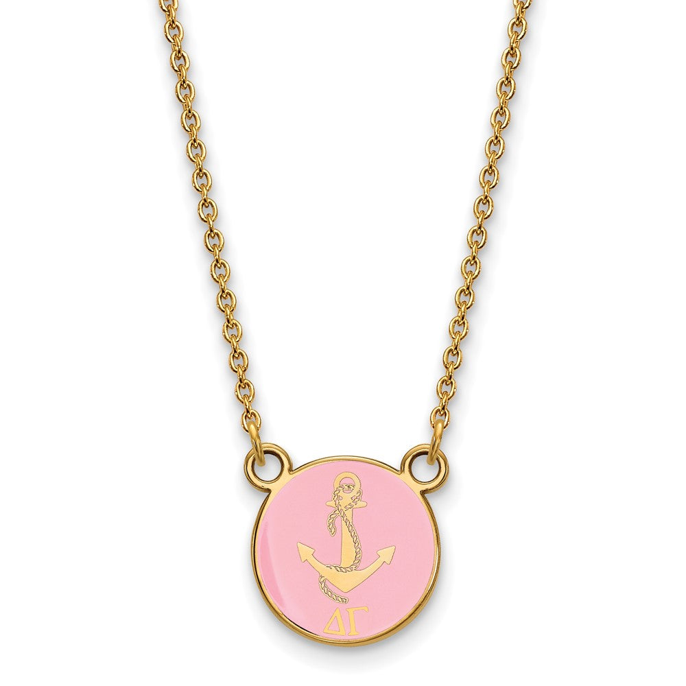 Gold Plated Sterling Silver Logoart Delta Gamma Sorority Symbol Small Color Enamel Pendant 18 Inch Necklace
