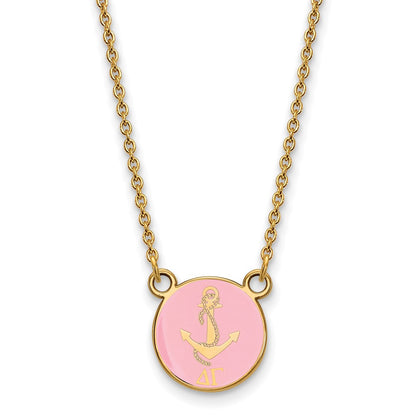 Gold Plated Sterling Silver Logoart Delta Gamma Sorority Symbol Small Color Enamel Pendant 18 Inch Necklace