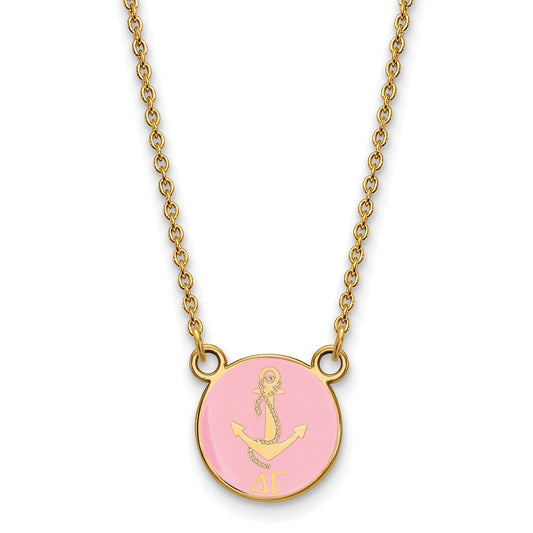 Gold Plated Sterling Silver Logoart Delta Gamma Sorority Symbol Small Color Enamel Pendant 18 Inch Necklace