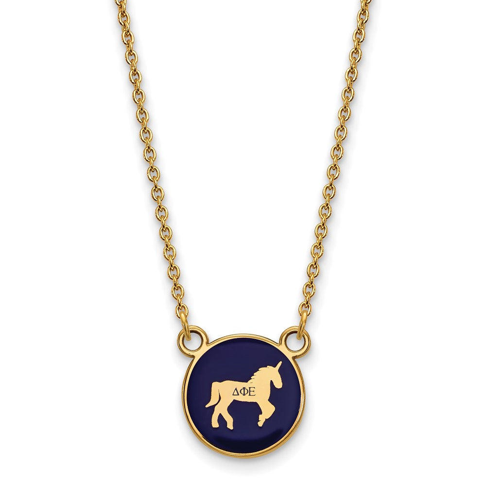 Gold Plated Sterling Silver Logoart Delta Phi Epsilon Sorority Symbol Small Color Enamel Pendant 18 Inch Necklace