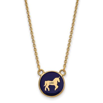 Gold Plated Sterling Silver Logoart Delta Phi Epsilon Sorority Symbol Small Color Enamel Pendant 18 Inch Necklace
