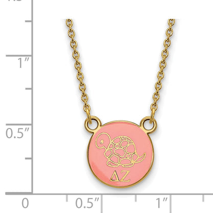Gold Plated Sterling Silver Logoart Delta Zeta Sorority Symbol Small Color Enamel Pendant 18 Inch Necklace