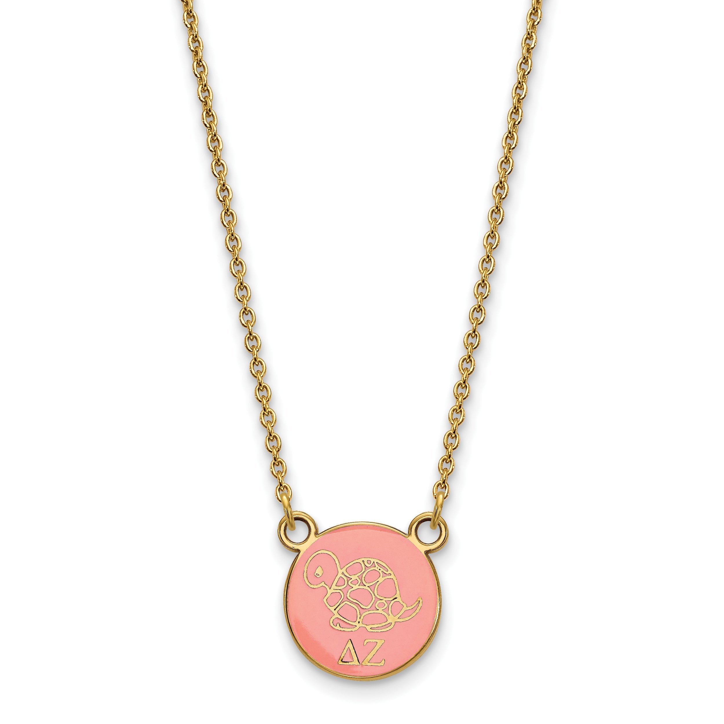 Gold Plated Sterling Silver Logoart Delta Zeta Sorority Symbol Small Color Enamel Pendant 18 Inch Necklace