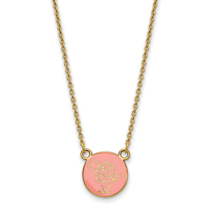 Gold Plated Sterling Silver Logoart Delta Zeta Sorority Symbol Small Color Enamel Pendant 18 Inch Necklace