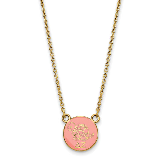 Gold Plated Sterling Silver Logoart Delta Zeta Sorority Symbol Small Color Enamel Pendant 18 Inch Necklace