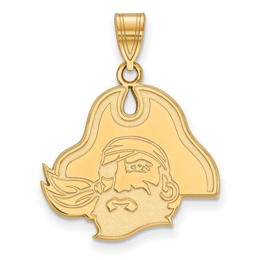 10K Yellow Gold Logoart East Carolina University Pirate Large Pendant