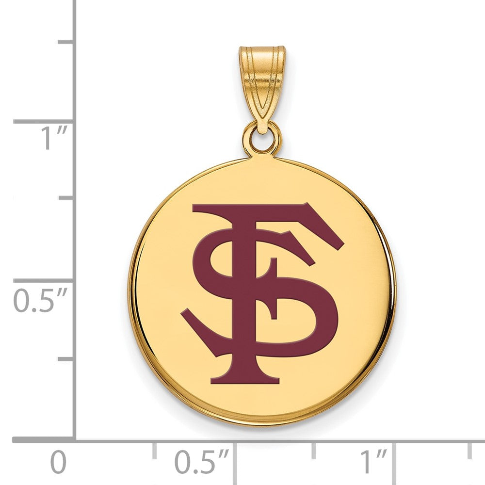 Gold Plated Sterling Silver Logoart Florida State University F S Large Enameled Disc Pendant