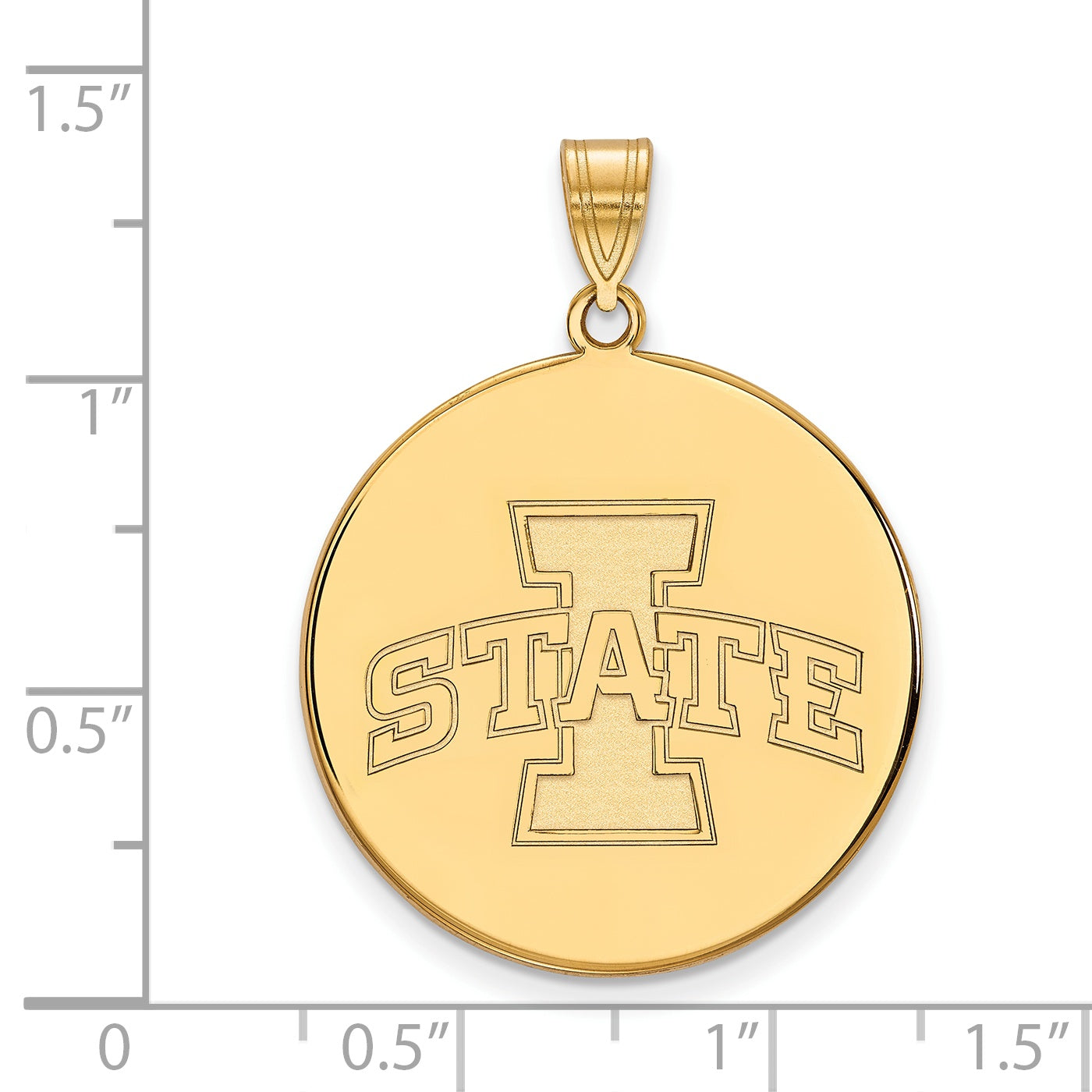 Gold Plated Sterling Silver Logoart Iowa State University Extra Large Disc Pendant