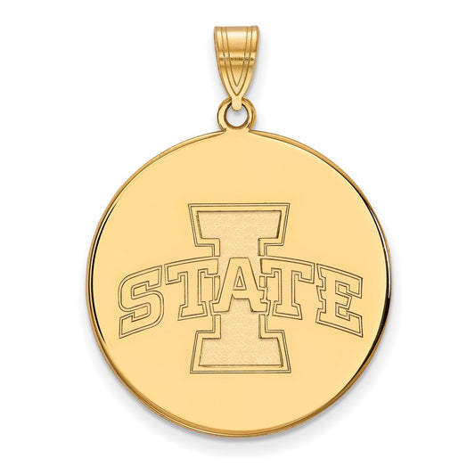 14K Yellow Gold Logoart Iowa State University Extra Large Disc Pendant