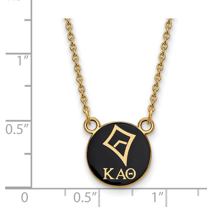 Gold Plated Sterling Silver Logoart Kappa Alpha Theta Sorority Symbol Small Color Enamel Pendant 18 Inch Necklace