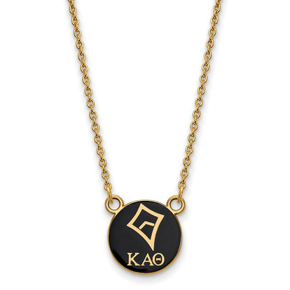 Gold Plated Sterling Silver Logoart Kappa Alpha Theta Sorority Symbol Small Color Enamel Pendant 18 Inch Necklace