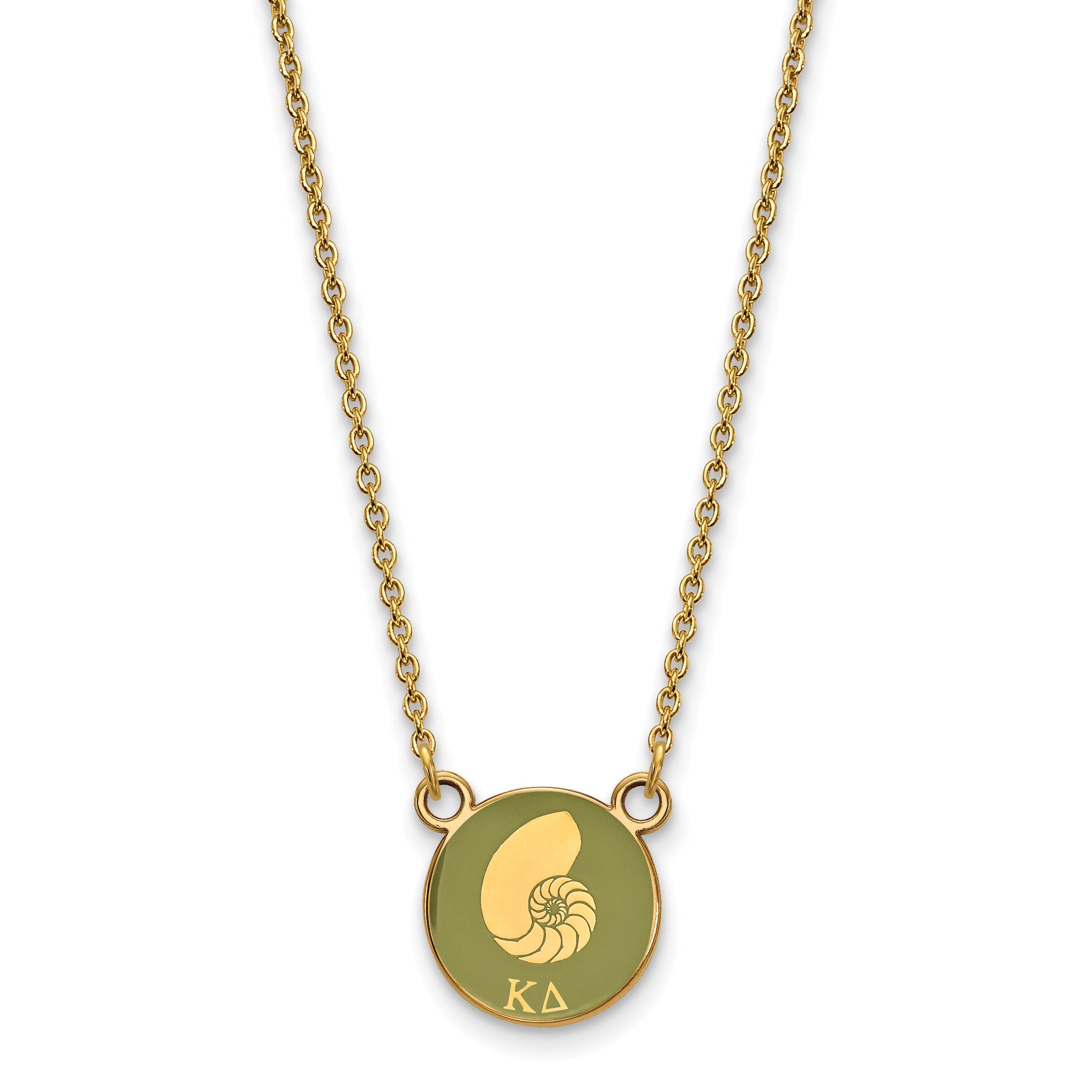 Gold Plated Sterling Silver Logoart Kappa Delta Sorority Symbol Small Color Enamel Pendant 18 Inch Necklace