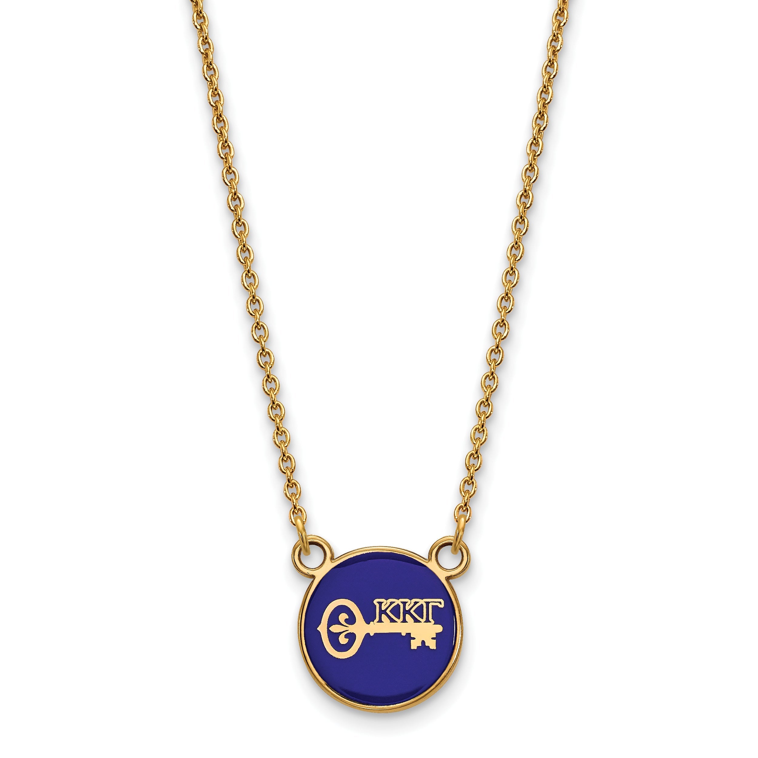 Gold Plated Sterling Silver Logoart Kappa Gamma Sorority Symbol Small Color Enamel Pendant 18 Inch Necklace