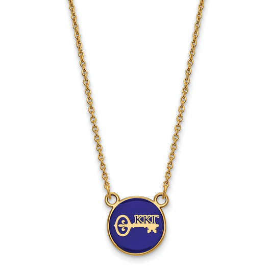 Gold Plated Sterling Silver Logoart Kappa Gamma Sorority Symbol Small Color Enamel Pendant 18 Inch Necklace