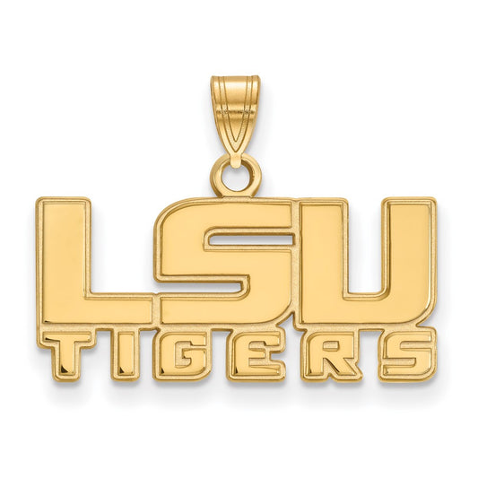 14K Yellow Gold Logoart Louisiana State University L S U Tigers Small Pendant