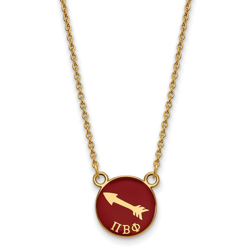 Gold Plated Sterling Silver Logoart Pi Beta Phi Sorority Symbol Small Color Enamel Pendant 18 Inch Necklace