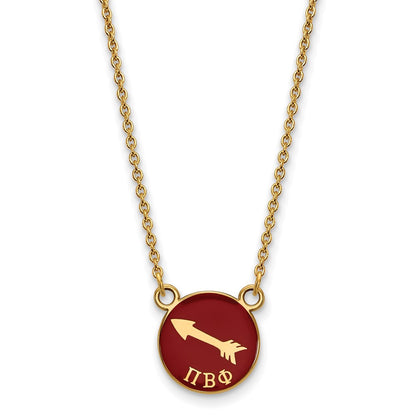 Gold Plated Sterling Silver Logoart Pi Beta Phi Sorority Symbol Small Color Enamel Pendant 18 Inch Necklace