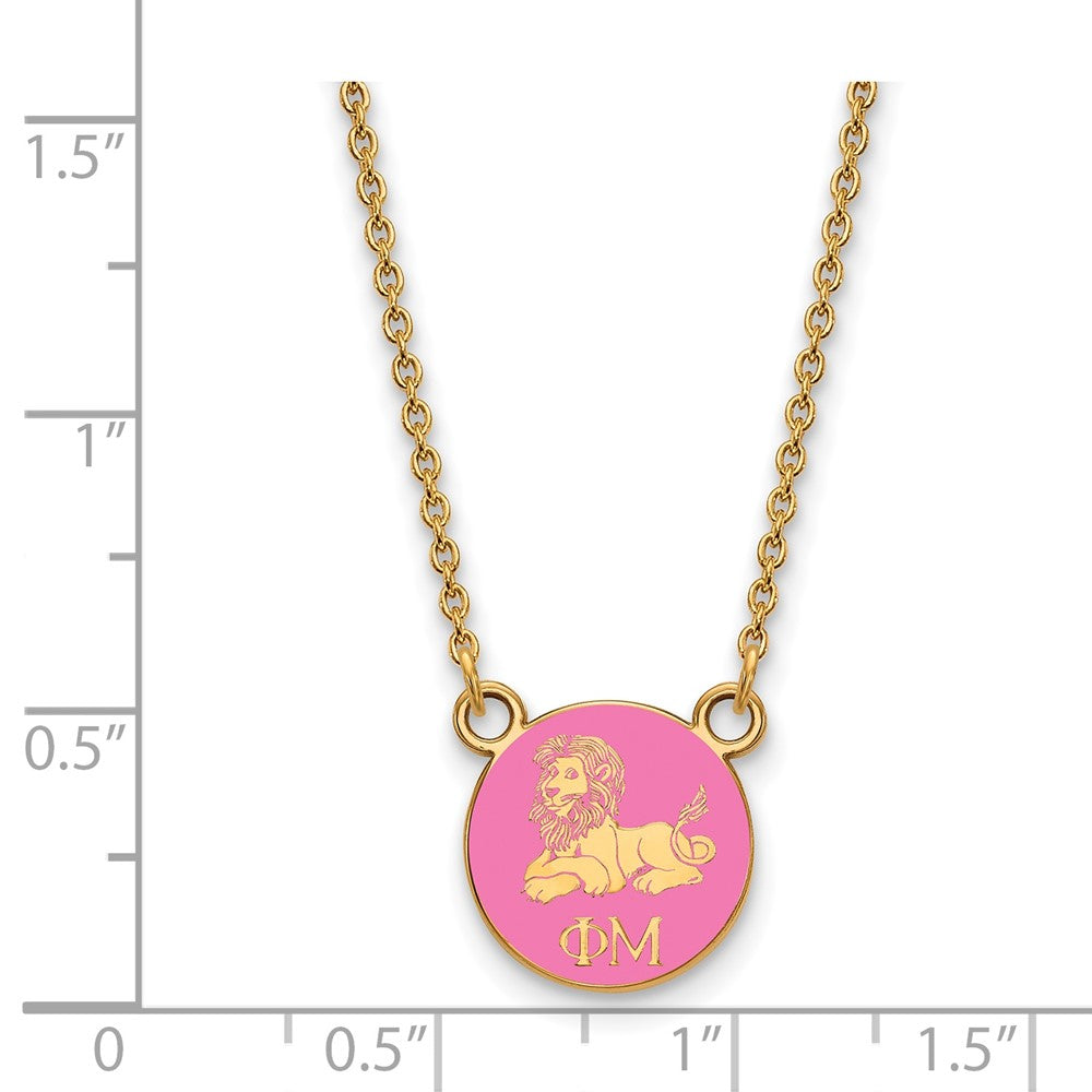Gold Plated Sterling Silver Logoart Phi Mu Extra Sorority Symbol Small Color Enamel Pendant 18 Inch Necklace