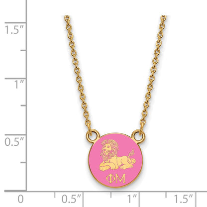 Gold Plated Sterling Silver Logoart Phi Mu Extra Sorority Symbol Small Color Enamel Pendant 18 Inch Necklace