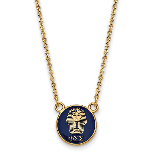 Gold Plated Sterling Silver Logoart Phi Sigma Sorority Symbol Small Color Enamel Pendant 18 Inch Necklace