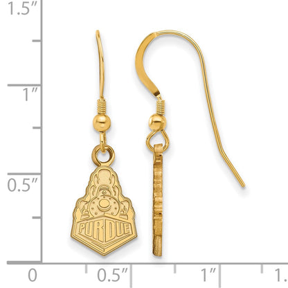 Gold Plated Sterling Silver Logoart Purdue University Boilermakers Train Logo Small Dangle Wire Earrings
