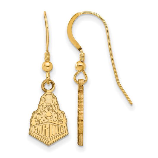 Gold Plated Sterling Silver Logoart Purdue University Boilermakers Train Logo Small Dangle Wire Earrings