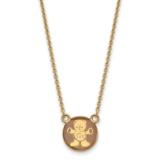 Gold Plated Sterling Silver Logoart Sigma Delta Tau Sorority Symbol Small Color Enamel Pendant 18 Inch Necklace