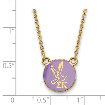 Gold Plated Sterling Silver Logoart Sigma Kappa Sorority Symbol Small Color Enamel Pendant 18 Inch Necklace