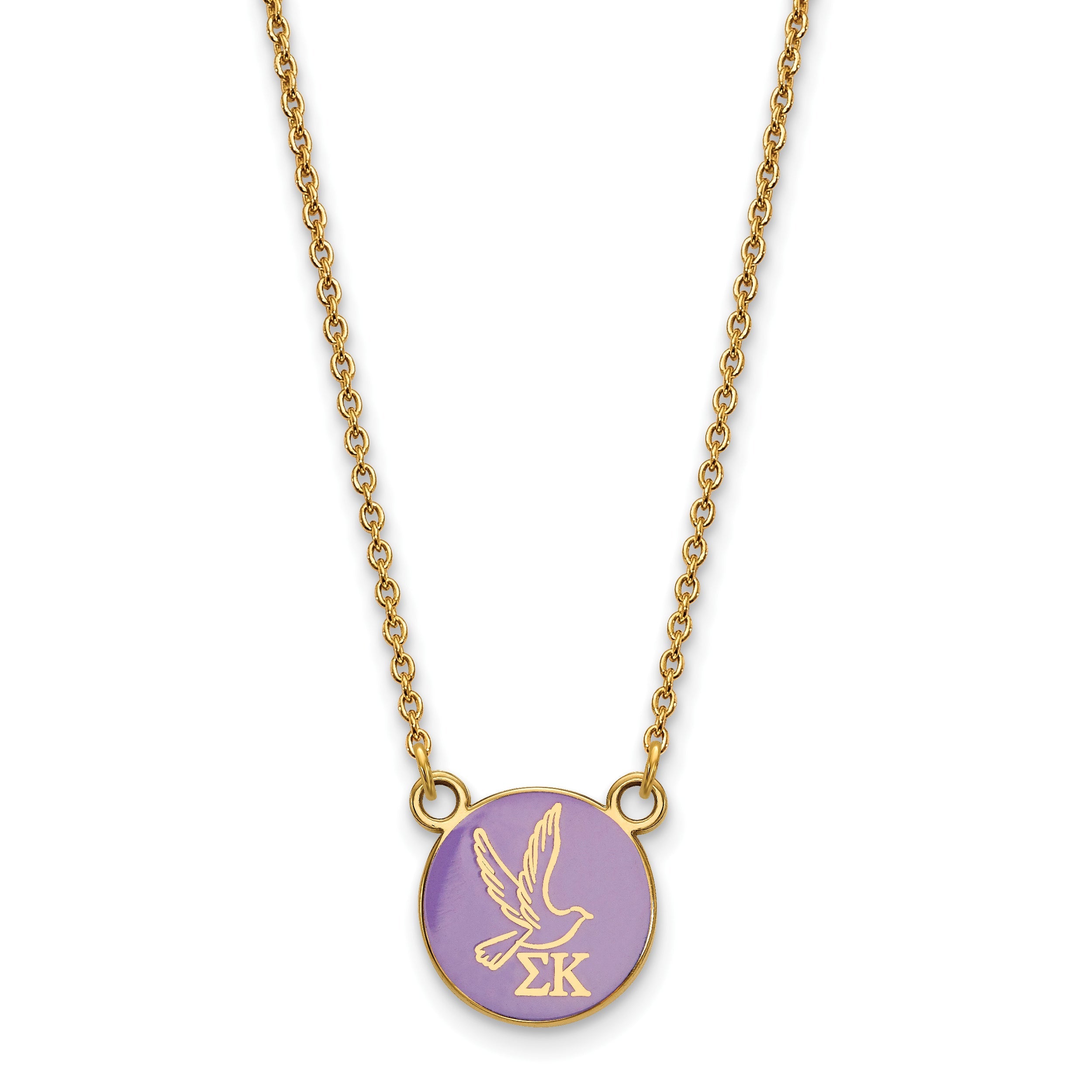 Gold Plated Sterling Silver Logoart Sigma Kappa Sorority Symbol Small Color Enamel Pendant 18 Inch Necklace