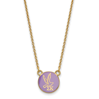 Gold Plated Sterling Silver Logoart Sigma Kappa Sorority Symbol Small Color Enamel Pendant 18 Inch Necklace