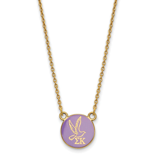 Gold Plated Sterling Silver Logoart Sigma Kappa Sorority Symbol Small Color Enamel Pendant 18 Inch Necklace