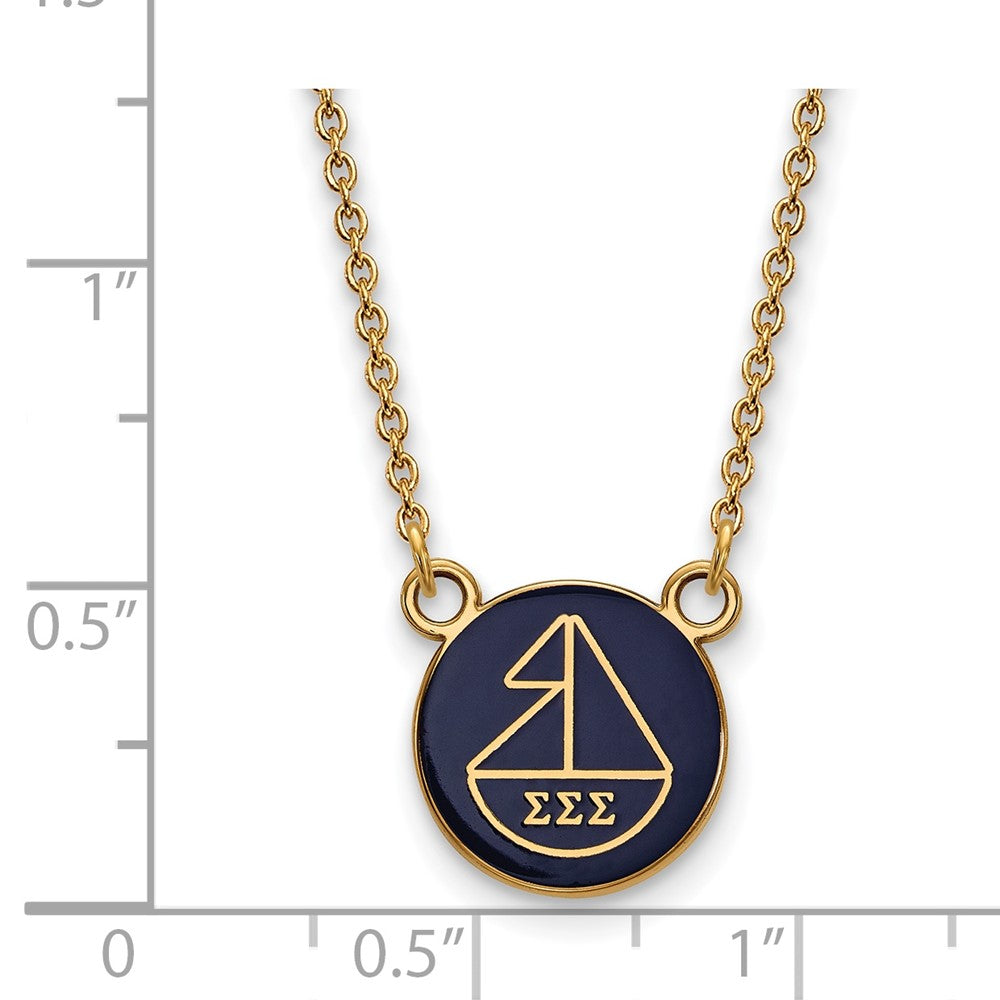 Gold Plated Sterling Silver Logoart Sigma Sorority Symbol Small Color Enamel Pendant 18 Inch Necklace