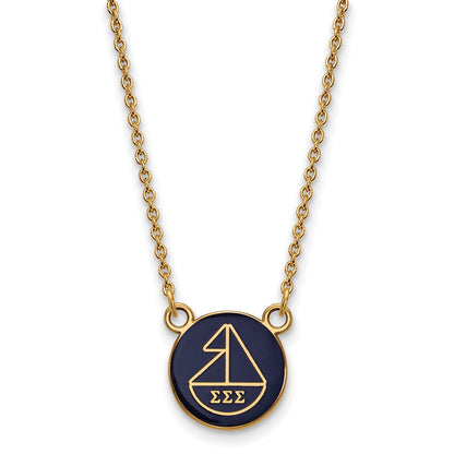 Gold Plated Sterling Silver Logoart Sigma Sorority Symbol Small Color Enamel Pendant 18 Inch Necklace