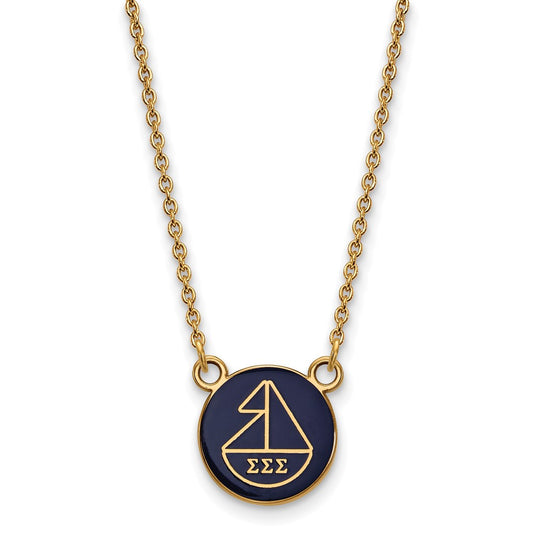 Gold Plated Sterling Silver Logoart Sigma Sorority Symbol Small Color Enamel Pendant 18 Inch Necklace