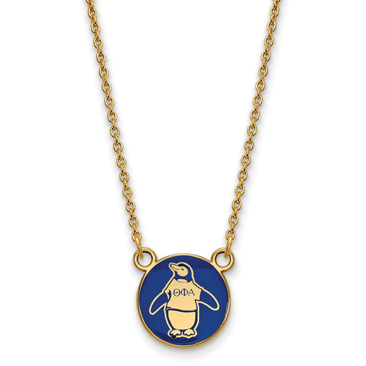 Gold Plated Sterling Silver Logoart Theta Phi Alpha Sorority Symbol Small Color Enamel Pendant 18 Inch Necklace