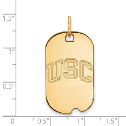 14K Yellow Gold University Of Southern California U S C Small Dog Tag Pendant