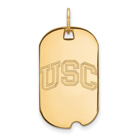 14K Yellow Gold University Of Southern California U S C Small Dog Tag Pendant