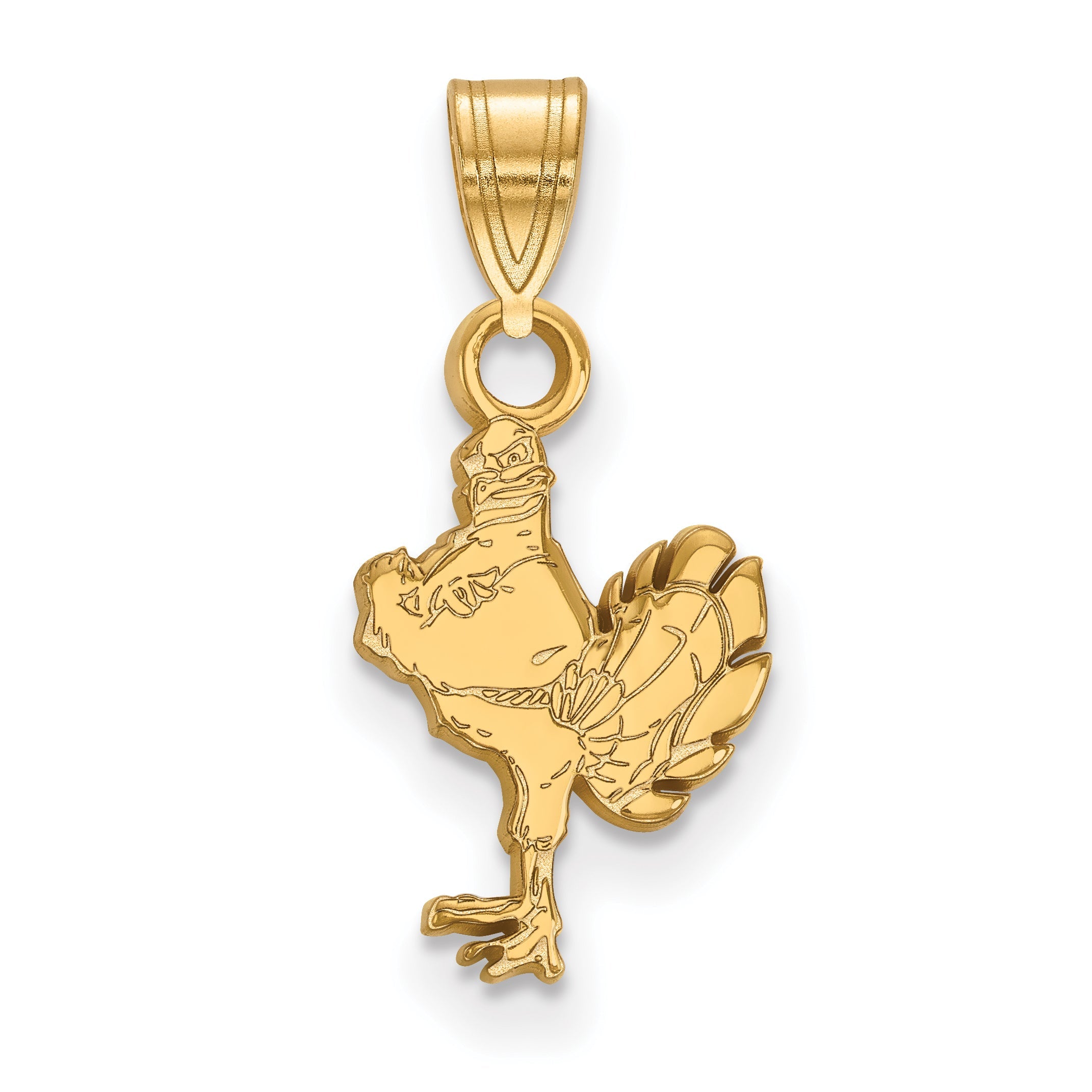 Gold Plated Sterling Silver Logoart Virginia Tech Hokiebird Small Pendant