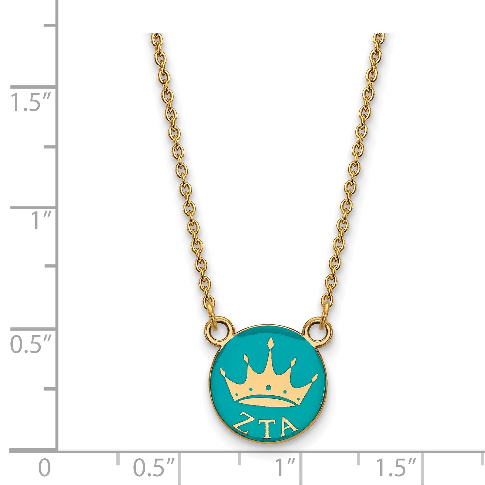 Gold Plated Sterling Silver Logoart Zeta Tau Alpha Sorority Symbol Small Color Enamel Pendant 18 Inch Necklace