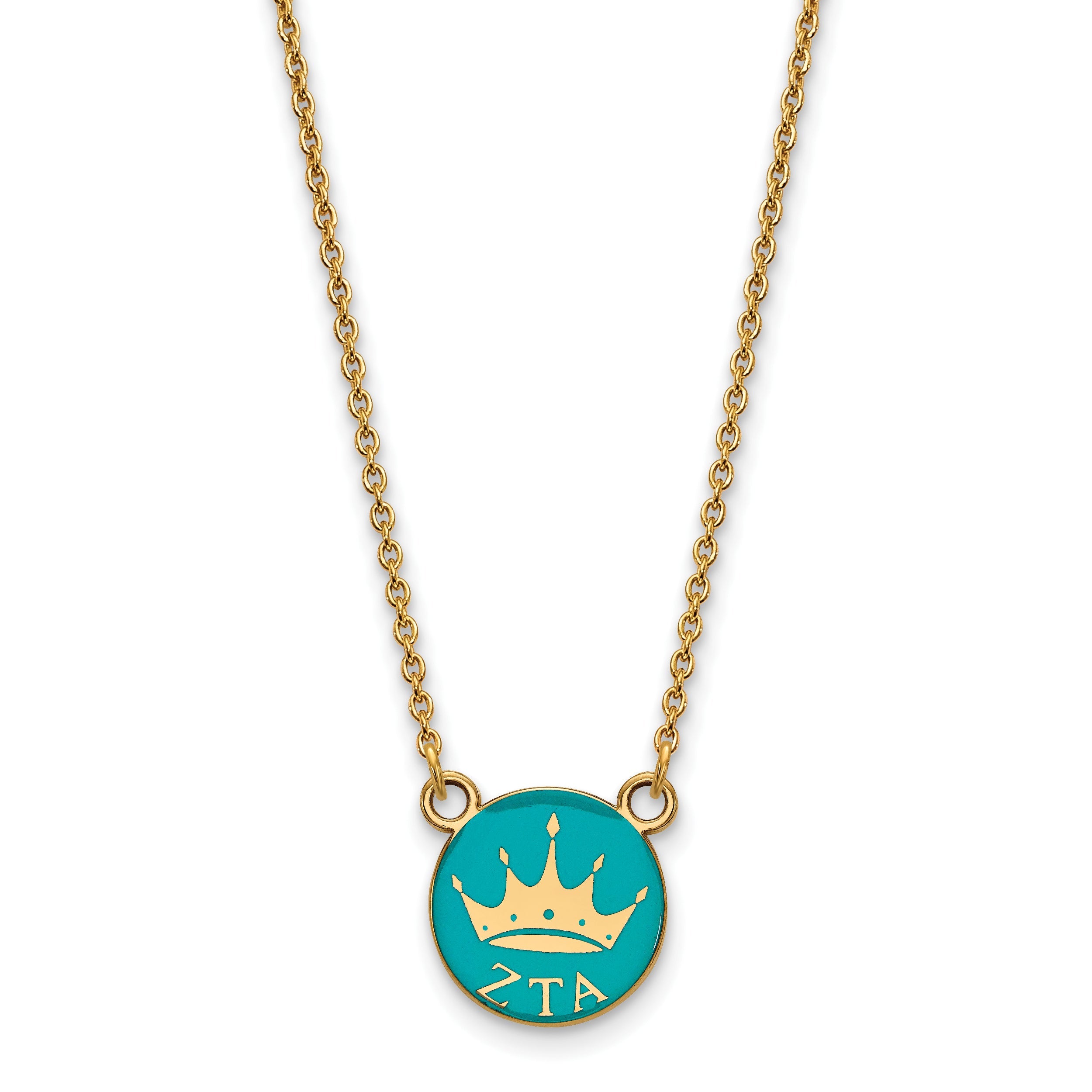 Gold Plated Sterling Silver Logoart Zeta Tau Alpha Sorority Symbol Small Color Enamel Pendant 18 Inch Necklace