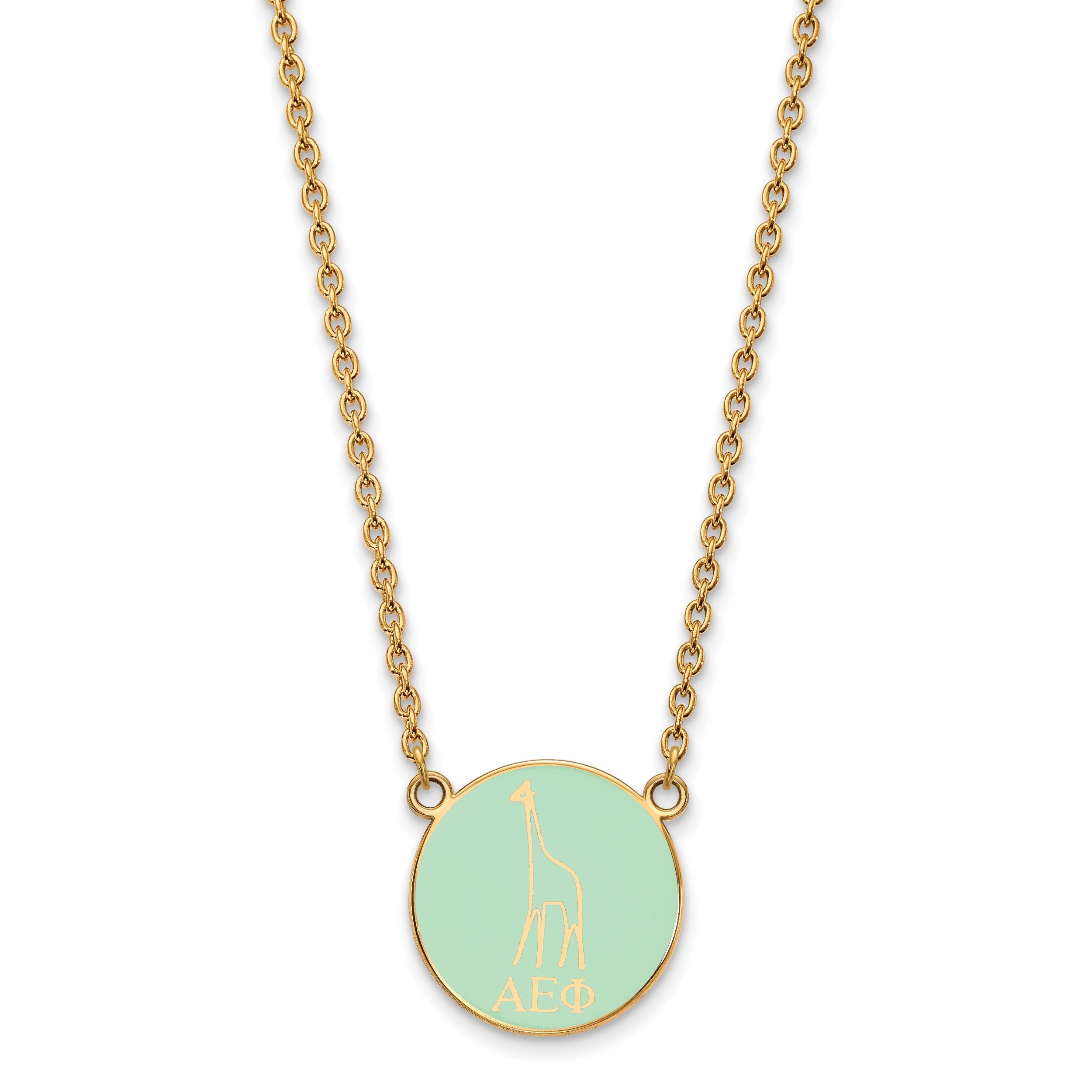 Gold Plated Sterling Silver Logoart Alpha Epsilon Phi Sorority Symbol Small Color Enamel Pendant 18 Inch Necklace