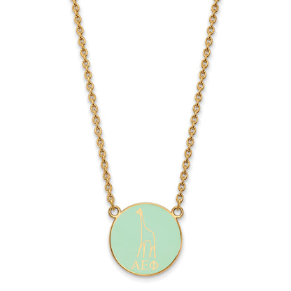 Gold Plated Sterling Silver Logoart Alpha Epsilon Phi Sorority Symbol Small Color Enamel Pendant 18 Inch Necklace