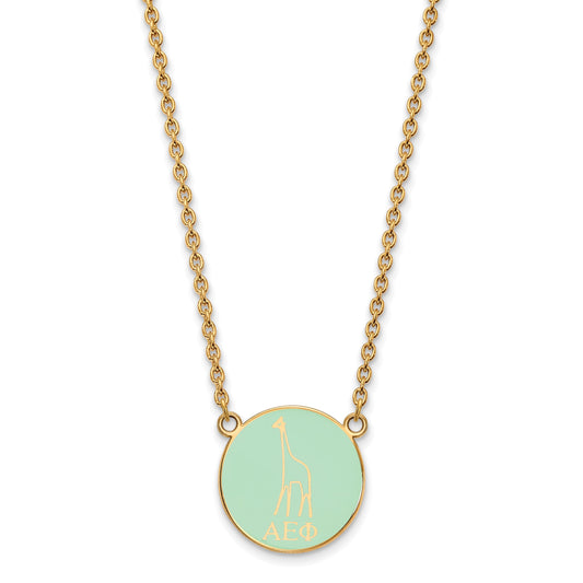 Gold Plated Sterling Silver Logoart Alpha Epsilon Phi Sorority Symbol Small Color Enamel Pendant 18 Inch Necklace