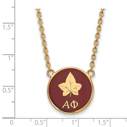 Gold Plated Sterling Silver Logoart Alpha Phi Sorority Symbol Large Color Enamel Pendant 18 Inch Necklace
