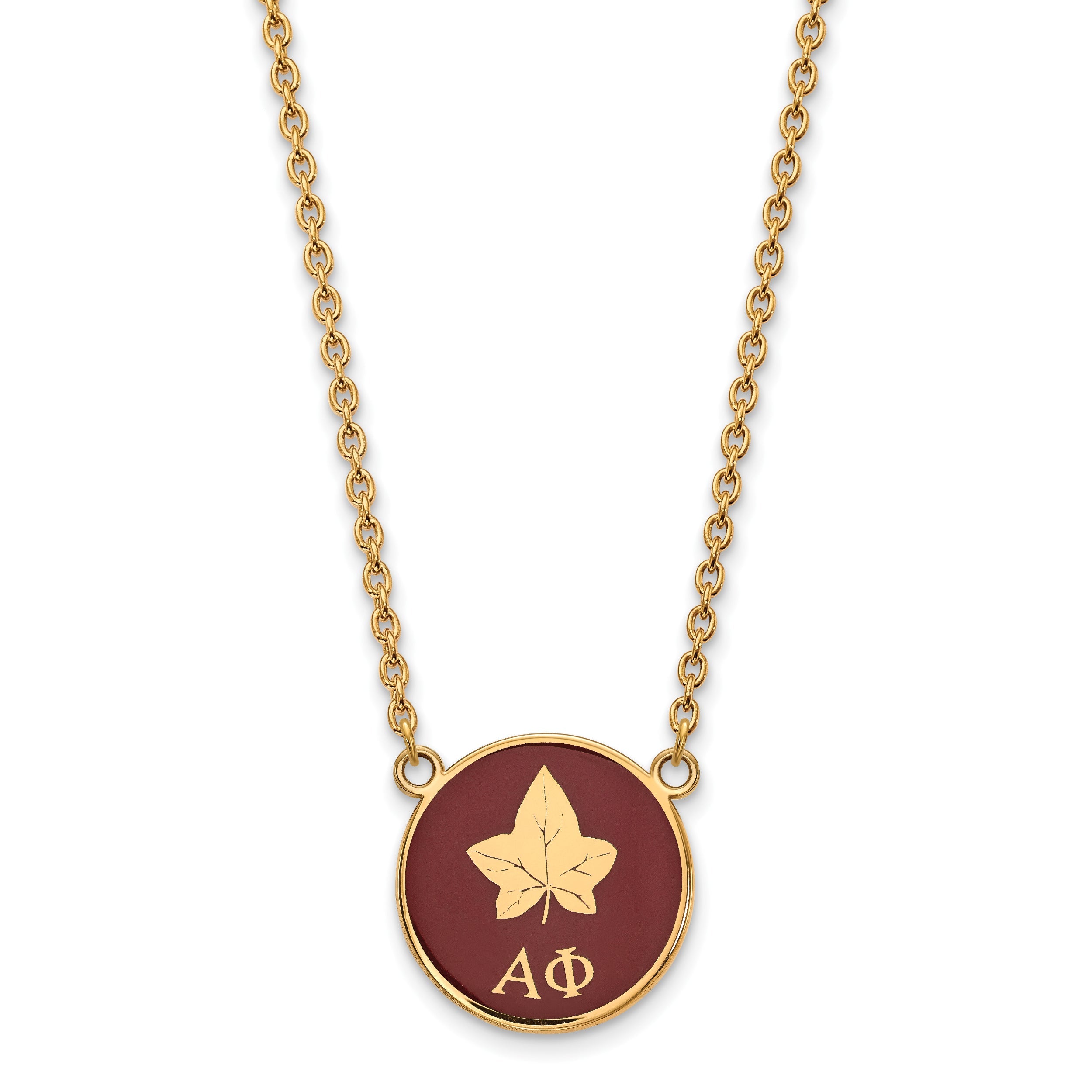 Gold Plated Sterling Silver Logoart Alpha Phi Sorority Symbol Large Color Enamel Pendant 18 Inch Necklace