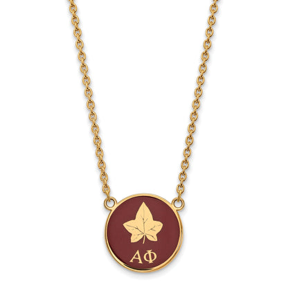 Gold Plated Sterling Silver Logoart Alpha Phi Sorority Symbol Large Color Enamel Pendant 18 Inch Necklace