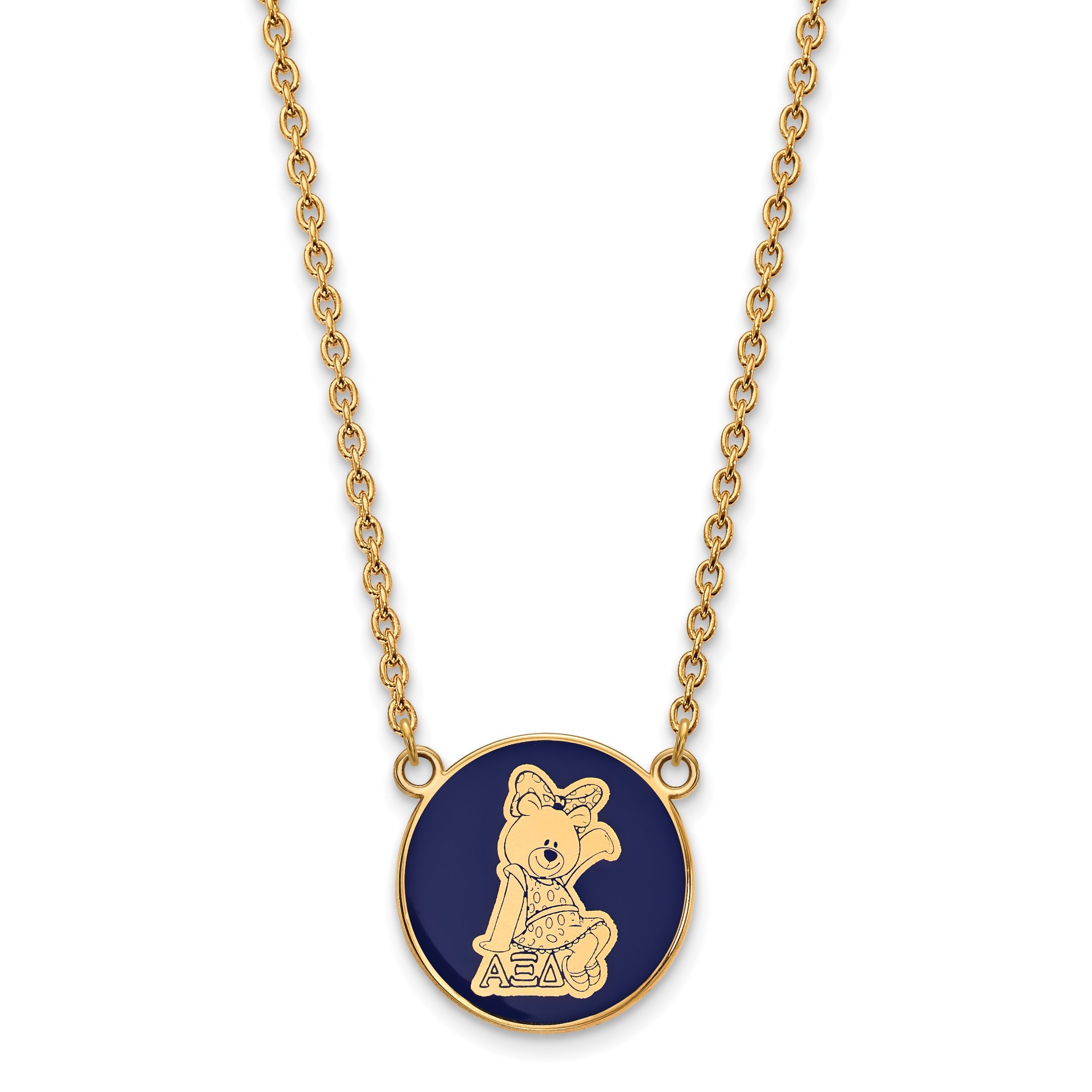 Gold Plated Sterling Silver Logoart Alpha Xi Delta Sorority Symbol Large Color Enamel Pendant 18 Inch Necklace