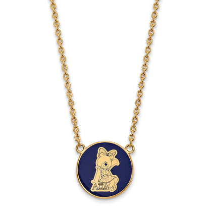 Gold Plated Sterling Silver Logoart Alpha Xi Delta Sorority Symbol Large Color Enamel Pendant 18 Inch Necklace