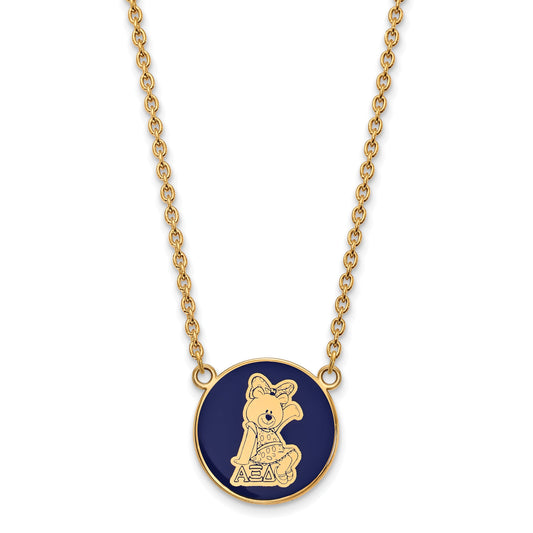 Gold Plated Sterling Silver Logoart Alpha Xi Delta Sorority Symbol Large Color Enamel Pendant 18 Inch Necklace